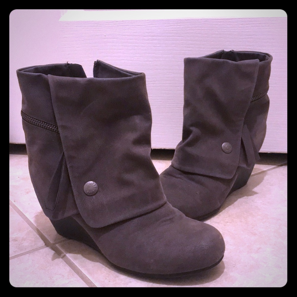 Grey Wedge Booties